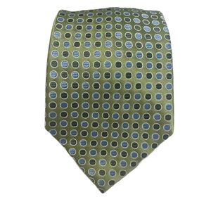 2for25 Jones New York Silk Men’s Tie‎ Green Geometric Designer Business Casual
